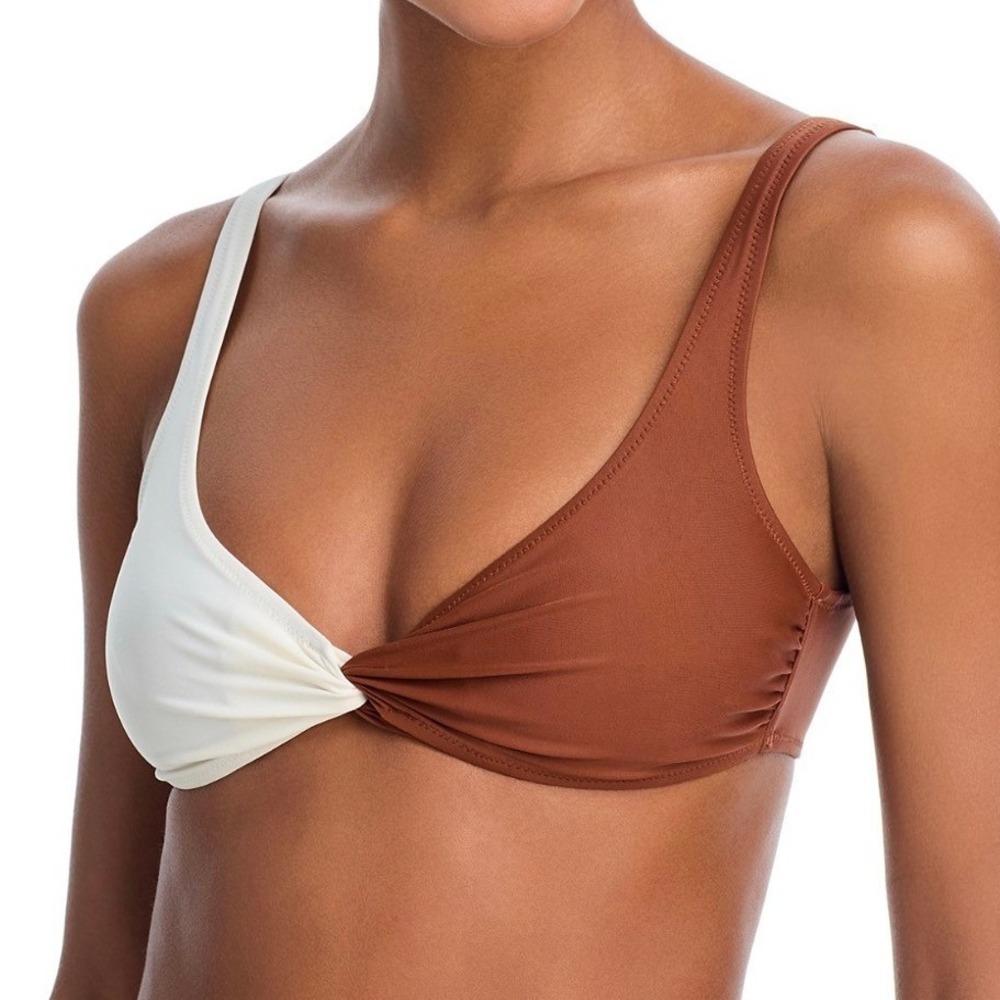 Solid & Striped The Perrie Bikini Top Coconut Brown White RE26-S1324SOL-CCT M